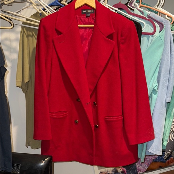 Women's Red Pea Coat - Picture 1 of 4